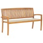 Banco de jardín apilable con cojín madera maciza teca 159 cm von , Gartenbänke - Ref: Foro24-3063308, Preis: 235,87 €, Rabatt: %