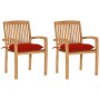 Sillas de jardín 2 uds madera maciza de teca con cojines rojos by , Garden chairs - Ref: Foro24-3063273, Price: 249,84 €, Dis...