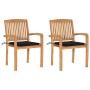 Sillas de jardín 2 uds con cojines madera maciza de teca negro by , Garden chairs - Ref: Foro24-3063259, Price: 252,38 €, Dis...