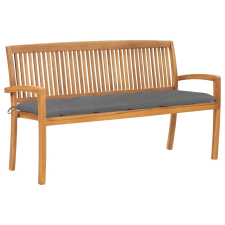 Banco de jardín apilable con cojín madera maciza de teca 159 cm | Foro24.es | Tu tienda online para hogar, jardín y más Foro24.es