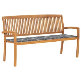 Banco de jardín apilable con cojín madera maciza de teca 159 cm by , garden benches - Ref: Foro24-3063320, Price: 257,22 €, D...