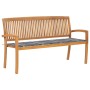Banco de jardín apilable con cojín madera maciza de teca 159 cm by , garden benches - Ref: Foro24-3063320, Price: 257,22 €, D...
