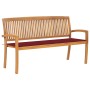 Banco de jardín apilable con cojín madera maciza de teca 159 cm von , Gartenbänke - Ref: Foro24-3063315, Preis: 250,18 €, Rab...