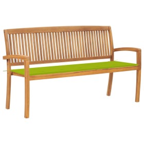Banco de jardín apilable con cojín madera maciza