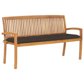 Banco de jardín apilable con cojín madera maciza de teca 159 cm by , garden benches - Ref: Foro24-3063329, Price: 244,84 €, D...