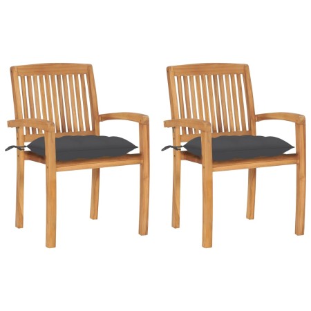 Sillas de jardín 2 uds madera de teca y cojines gris antracita von , Gartenstühle - Ref: Foro24-3063267, Preis: 249,84 €, Rab...