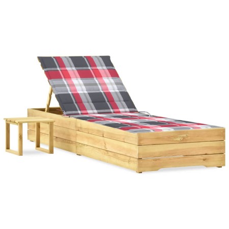 Tumbona de jardín con mesa y cojín de madera de pino impregnada von , Liegen - Ref: Foro24-3065937, Preis: 154,00 €, Rabatt: %