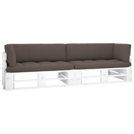 Sofá de palets 2 plazas cojines madera pino impregnada blanco by , Garden sets - Ref: Foro24-3066645, Price: 296,76 €, Discou...