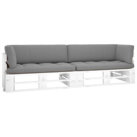 Sofá de palets 2 plazas cojines madera pino impregnada blanco de , Conjuntos de jardín - Ref: Foro24-3066639, Precio: 299,25 €