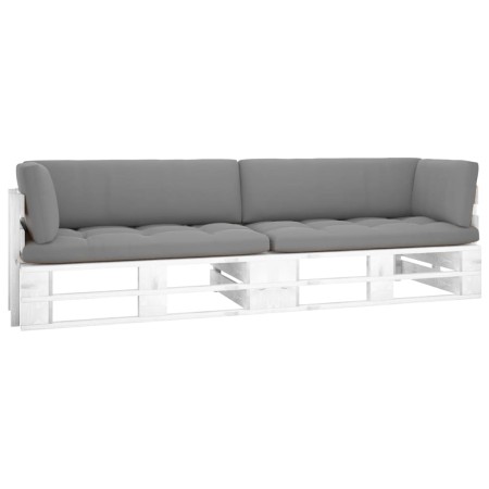 Sofá de palets 2 plazas cojines madera pino impregnada blanco de , Conjuntos de jardín - Ref: Foro24-3066639, Precio: 299,25 €