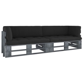Sofá de palets 2 plazas cojines gris madera de pino impregnada de , Conjuntos de jardín - Ref: Foro24-3066632, Precio: 270,98...