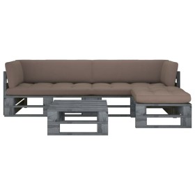 Muebles de palets 4 pzas y cojines madera pino impregnada gris by , Garden sets - Ref: Foro24-3066777, Price: 369,11 €, Disco...