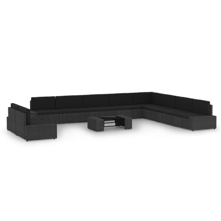 Set muebles de jardín 11 pzas ratán sintético y cojines negro by , Garden sets - Ref: Foro24-3067145, Price: 1,00 €, Discount: %
