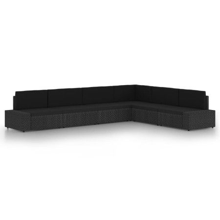 Set de muebles de jardín 6 pzas ratán sintético y cojines negro by , Garden sets - Ref: Foro24-3067139, Price: 599,20 €, Disc...