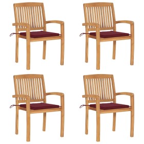 Sillas de jardín apilables 4 uds madera de teca con cojines by , Garden chairs - Ref: Foro24-3073219, Price: 417,46 €, Discou...
