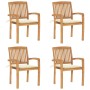 Sillas de jardín apilables 4 uds madera de teca con cojines by , Garden chairs - Ref: Foro24-3073212, Price: 490,97 €, Discou...