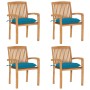 Sillas de jardín apilables 4 uds madera de teca con cojines de , Sillas de jardín - Ref: Foro24-3073259, Precio: 426,63 €, De...