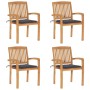 Sillas de jardín apilables 4 uds madera de teca con cojines by , Garden chairs - Ref: Foro24-3073210, Price: 489,90 €, Discou...