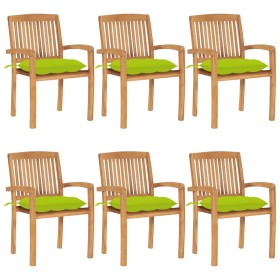 Sillas de jardín apilables 6 uds madera de teca con cojines by , Garden chairs - Ref: Foro24-3073278, Price: 636,92 €, Discou...