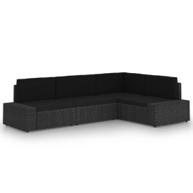 Set de muebles de jardín 4 pzas ratán sintético y cojines negro by , Garden sets - Ref: Foro24-3067132, Price: 416,88 €, Disc...