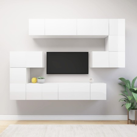 Set de mueble para TV 10 piezas madera de ingeniería blanco de , Muebles TV - Ref: Foro24-3078724, Precio: 286,18 €, Descuent...