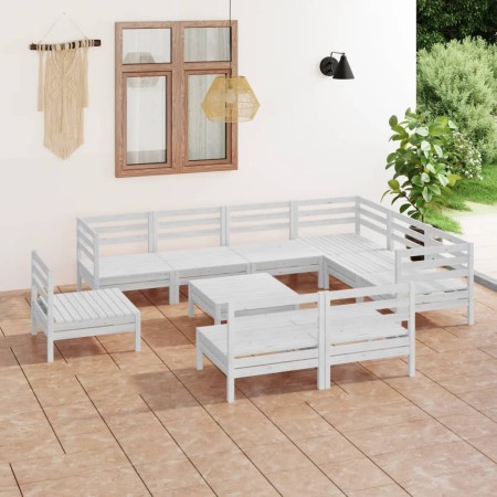 Juego de muebles de jardín 10 piezas madera maciza pino blanco | Foro24.es | Tu tienda online para hogar, jardín y más Foro24.es