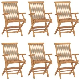 Klappbare Gartenstühle 6 Einheiten aus massivem Teakholz von vidaXL, Gartenstühle - Ref: Foro24-3096594, Preis: 383,86 €, Rab...