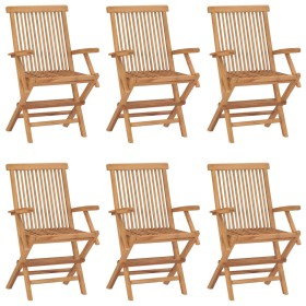 Klappbare Gartenstühle 6 Einheiten aus massivem Teakholz von vidaXL, Gartenstühle - Ref: Foro24-3096594, Preis: 445,72 €, Rab...