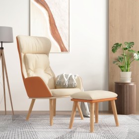 Sillón de relax con taburete tela y cuero sintético color crema von , Sessel - Ref: Foro24-3097763, Preis: 135,98 €, Rabatt: %