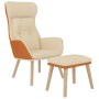 Sillón de relax con taburete tela y cuero sintético color crema von , Sessel - Ref: Foro24-3097763, Preis: 135,98 €, Rabatt: %