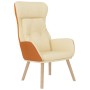 Sillón de relax con taburete tela y cuero sintético color crema von , Sessel - Ref: Foro24-3097763, Preis: 135,98 €, Rabatt: %
