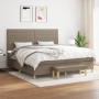 Cama box spring con colchón tela gris taupe 200x200 cm