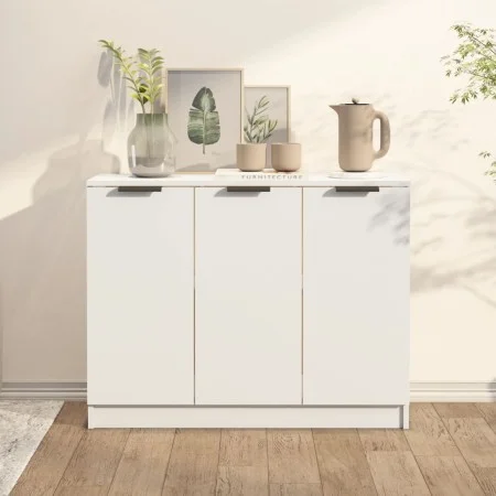 Aparador de madera contrachapada blanco 90,5x30x70 cm de vidaXL, Aparadores - Ref: Foro24-811187, Precio: 93,52 €, Descuento: %