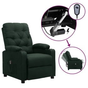 Sillón reclinable eléctrico tela verde oscuro