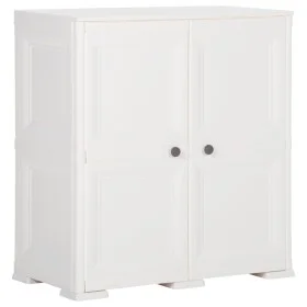 Kleiderschrank aus Kunststoff im Design aus weißem Angoraholz, 79 x 43 x 85,5 cm von vidaXL, Schließfächer und Lagerschränke ...