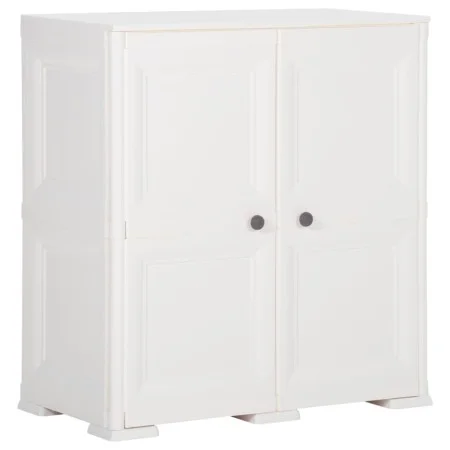 Kleiderschrank aus Kunststoff im Design aus weißem Angoraholz, 79 x 43 x 85,5 cm von vidaXL, Schließfächer und Lagerschränke ...