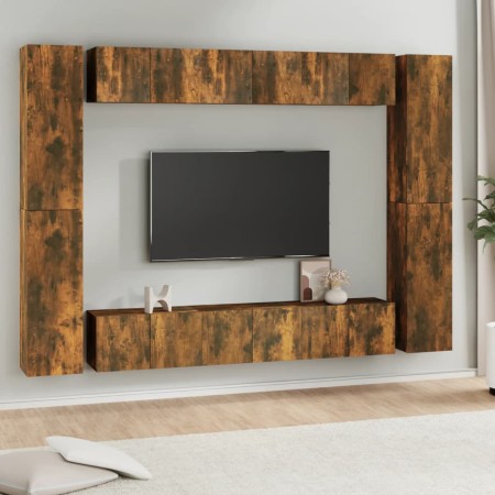 Set de muebles de TV 10 pzas madera contrachapada roble ahumado by , TV Furniture - Ref: Foro24-3120248, Price: 380,36 €, Dis...