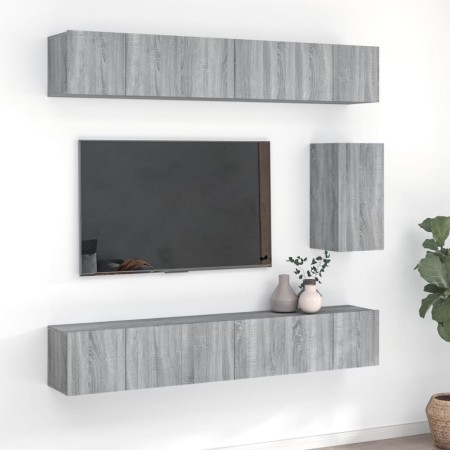 Set de muebles para TV 7 pzas madera contrachapada gris Sonoma | Foro24.es | Tu tienda online para hogar, jardín y más Foro24.es