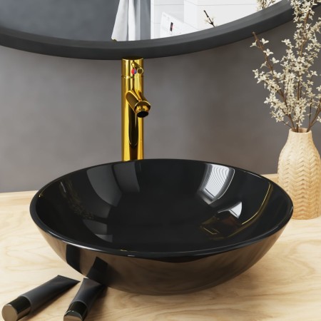 Lavabo de baño grifo y desagüe de empuje vidrio templado negro von , Sinkt - Ref: Foro24-3098451, Preis: 115,37 €, Rabatt: %