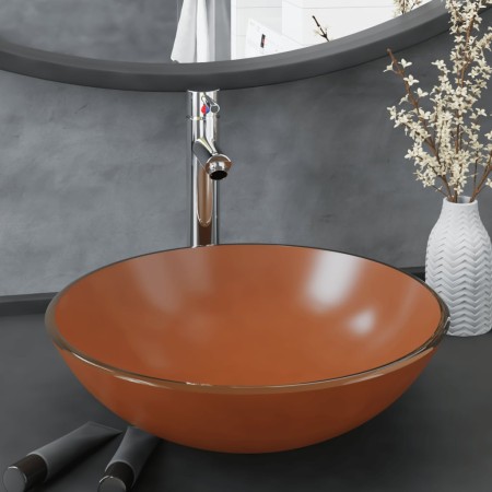 Lavabo de baño grifo y desagüe de empuje vidrio templado marrón von , Sinkt - Ref: Foro24-3098458, Preis: 98,16 €, Rabatt: %