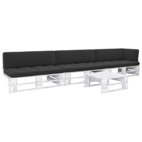 Muebles de palés 4 pzas y cojines madera pino impregnada blanco by , Garden sets - Ref: Foro24-3066716, Price: 462,80 €, Disc...