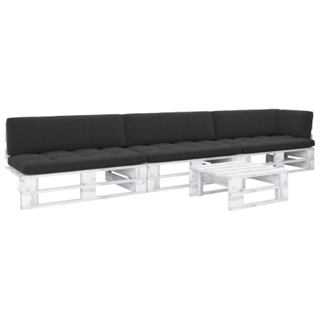 Muebles de palés 4 pzas y cojines madera pino impregnada blanco by , Garden sets - Ref: Foro24-3066716, Price: 462,80 €, Disc...