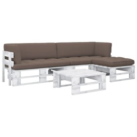 Muebles de palés 4 pzas y cojines madera pino impregnada blanco by , Garden sets - Ref: Foro24-3066789, Price: 400,76 €, Disc...