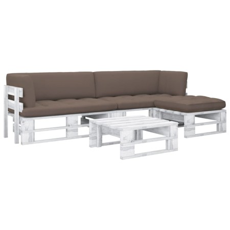 Muebles de palés 4 pzas y cojines madera pino impregnada blanco by , Garden sets - Ref: Foro24-3066789, Price: 400,76 €, Disc...