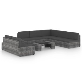 Juego muebles de jardín 8 pzas y cojines ratán sintético gris by , Garden sets - Ref: Foro24-3067185, Price: 819,00 €, Discou...