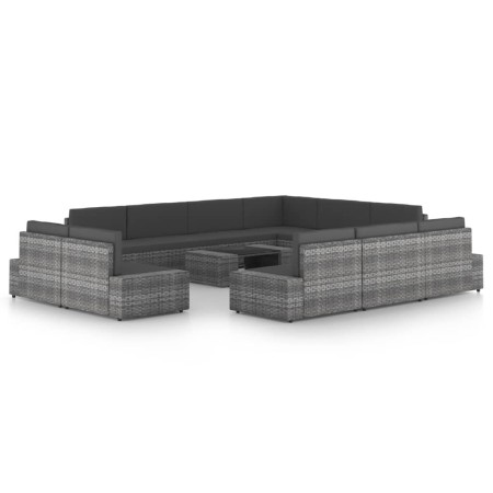 Juego muebles de jardín 12 pzas y cojines ratán sintético gris by , Garden sets - Ref: Foro24-3067179, Price: 1,00 €, Discoun...