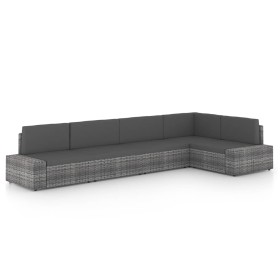 Juego muebles de jardín 5 pzas y cojines ratán sintético gris by , Garden sets - Ref: Foro24-3067172, Price: 535,76 €, Discou...
