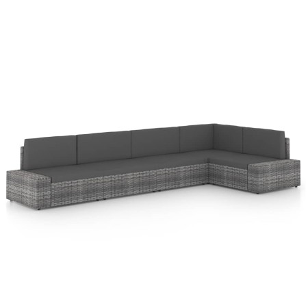 Juego muebles de jardín 5 pzas y cojines ratán sintético gris by , Garden sets - Ref: Foro24-3067172, Price: 546,50 €, Discou...