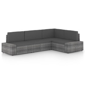 Juego muebles de jardín 4 pzas y cojines ratán sintético gris by , Garden sets - Ref: Foro24-3067170, Price: 429,43 €, Discou...