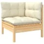 2-Sitzer-Gartensofa aus massivem Kiefernholz mit cremefarbenen Kissen von vidaXL, Modulare Sofas für den Außenbereich - Ref: ...
